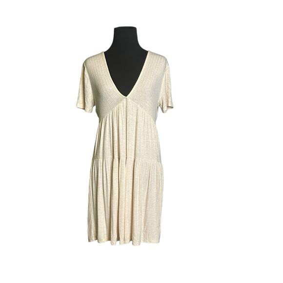 Saints 21 cream short sleeves tie back mini dress size small - Picture 1 of 9